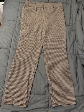 Worthington Small Houndstooth Straight-Leg Pants in Tan and Black